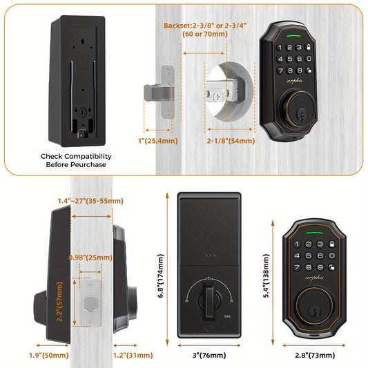 Keypad Door Lock with 100 Passcodes, Fingerprint and WiFi Model Options