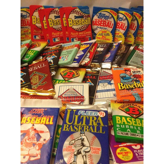 Vintage MLB Baseball Card Packs, Unopened 4–5 Pack Lot from the 1980s–1990s