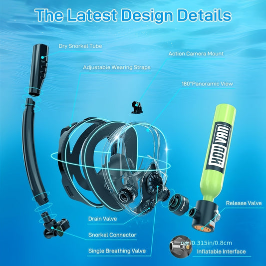 Mini Diving Tank, 0.5 L Aluminum Alloy Cylinder with Regulator and Model Options