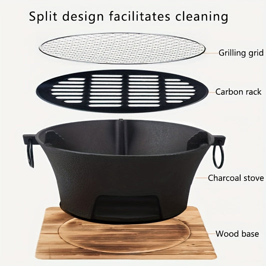 Tabletop Charcoal Grill with Cooking Grate, 10.25-Inch Portable Black BBQ