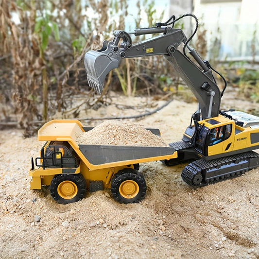 RC Construction Truck – 1:24 Scale Alloy Remote Control Bulldozer, Dump Truck & Excavator Toy