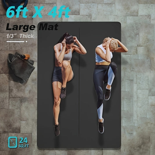 Large TPE Yoga Mat, 72 x 48 Inches with Alignment Lines and Double-Sided Non-Slip Surface