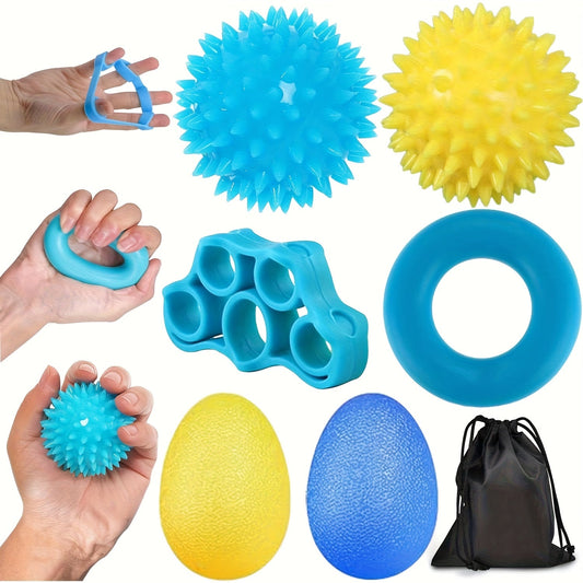 Hand Exerciser Set with Finger Extensor, Squeeze Tools and Storage Bag, 4 Pieces