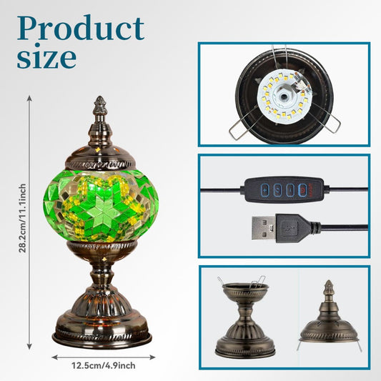 DIY Mosaic Lamp Kit, Colorful Glass Table Lamp with Antique Bronze-Style Base