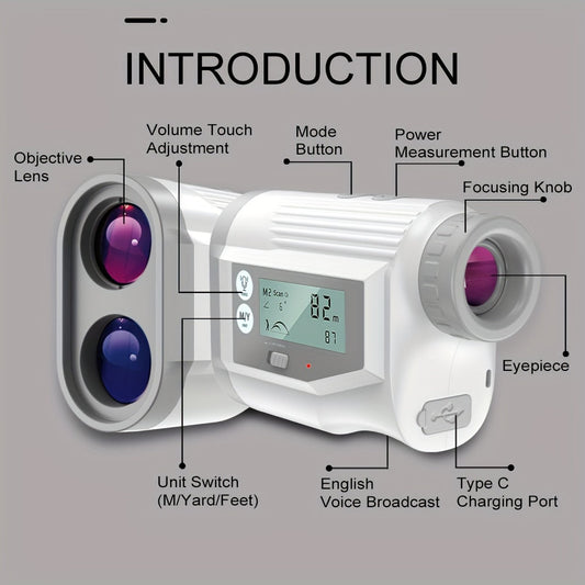 Golf Laser Rangefinder with 1000-Yard Range, Slope Compensation and English Voice