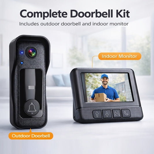 Wi-Fi Video Doorbell with 4.3-Inch Indoor Monitor, Night Vision and Two-Way Audio