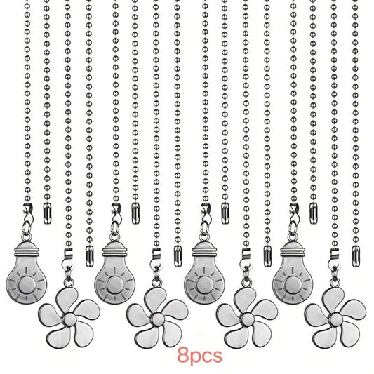 Ceiling Fan Pull Chain Extensions with Five-Leaf and Bulb Pendants, Set of 8
