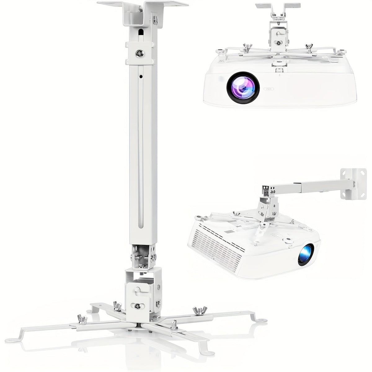 Ceiling Mounted Projector Bracket Adjustable Angle Height & Extendable Arm, 40LB Load Capacity, Universal LCD DLP Projector Mount Hanger for Home Theater Office Classroom