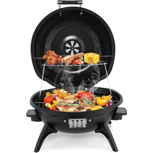 Electric Indoor Grill with 1.12 sq ft Cooking Surface, Warming Rack and 200–425°F Control