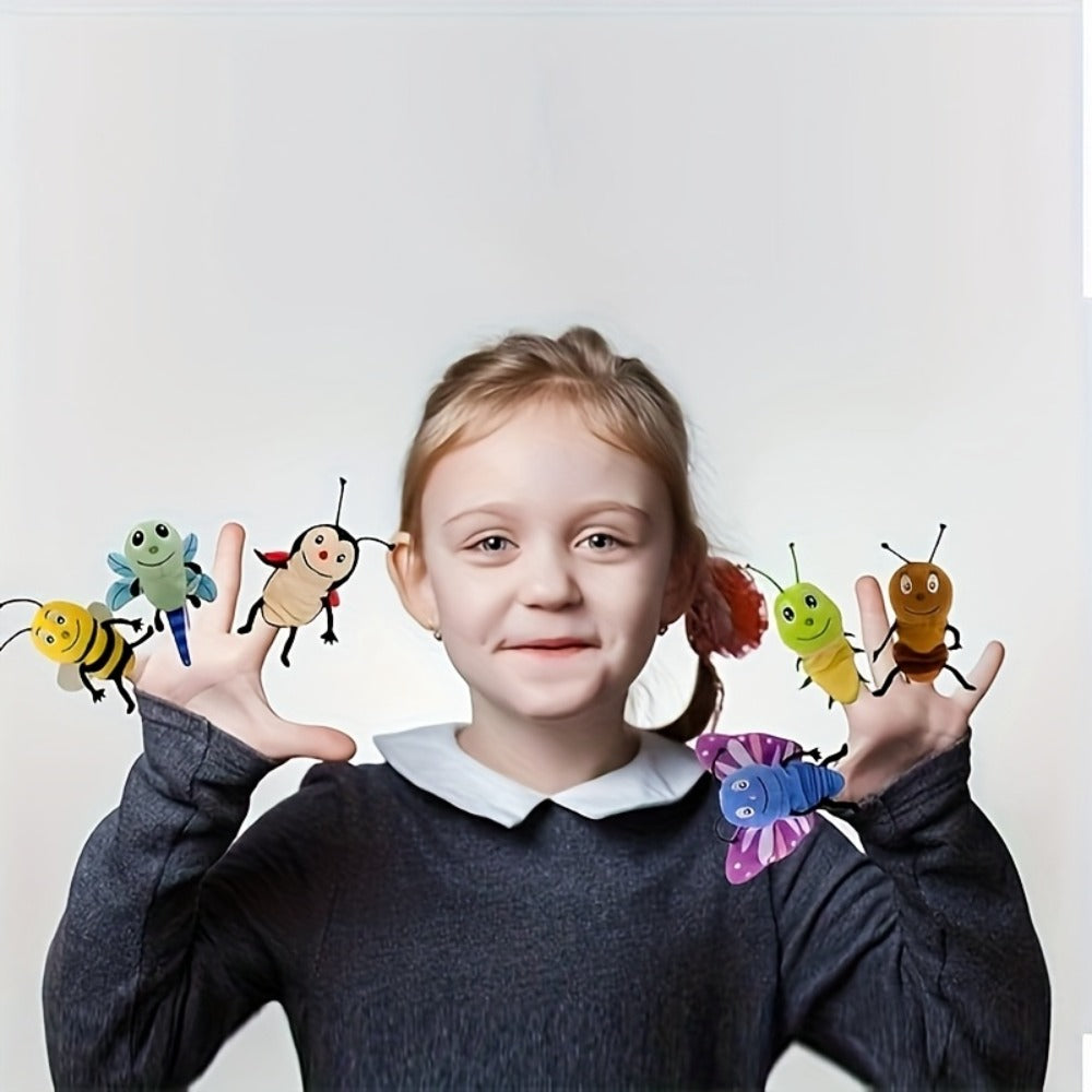 Insect Finger Puppet Set 6pcs Realistic Mini Hand Puppets for Kids Toddlers, Cute Bug Animal Finger Puppets for Role Play Storytelling Science Learning, Birthday Party Favor Gift