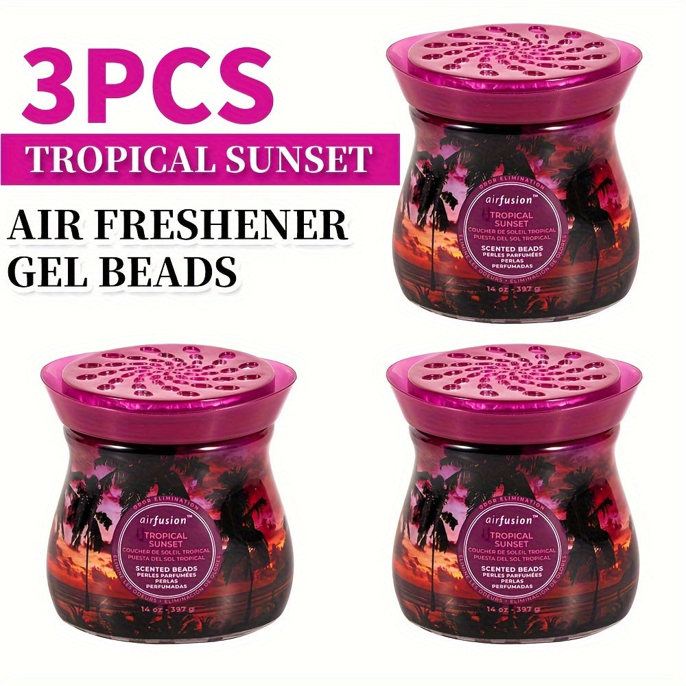 Air Freshener Scented Beads 3-Pack – Long-Lasting Fragrance Beads, Multi-Purpose Odor Eliminator for Home, Car, Closet, Bathroom & Office, Essential Oil Aromatherapy, 6 Scents Available