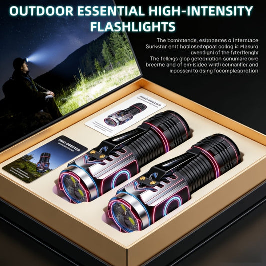 Rechargeable LED Handheld Flashlights, 2-Pack with High, Low & Strobe Modes