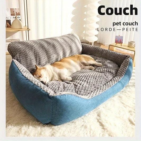Dog Sofa Bed with Fluffy Cushion and Raised Edges for Dogs and Cats, 4 Sizes