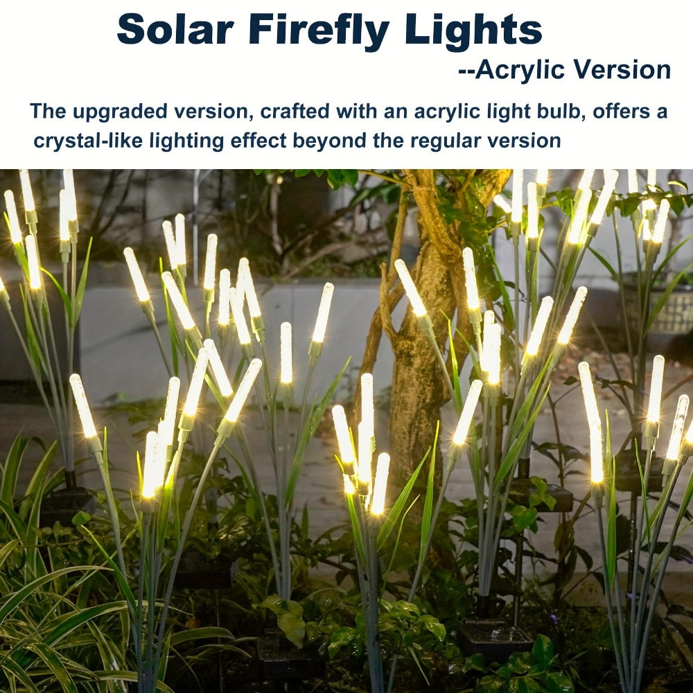Solar Bubble Pathway Lights Outdoor 4 Pack – IP44 Waterproof Acrylic Reed Stake Lights Auto On/Off Dusk to Dawn | Warm White Solar Powered LED for Garden, Yard, Driveway, Walkway & Patio Decor