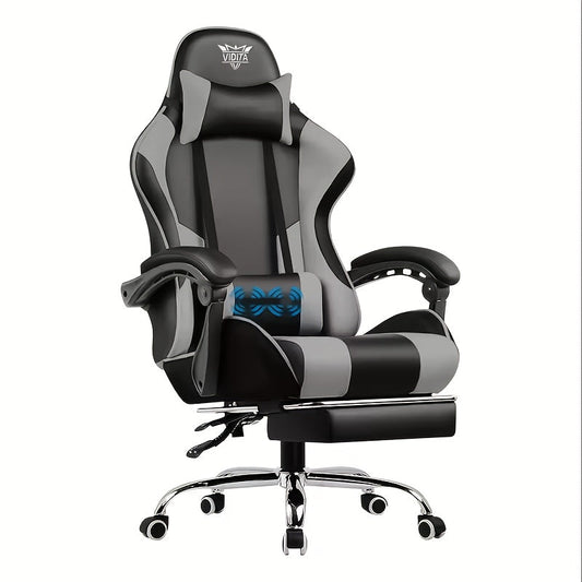 RGB Gaming Chair with USB LED Lights, Reclining Backrest and Retractable Footrest