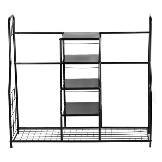 Golf Bag Storage Rack for 2 Bags with 4 Shelves, Black Steel Organizer