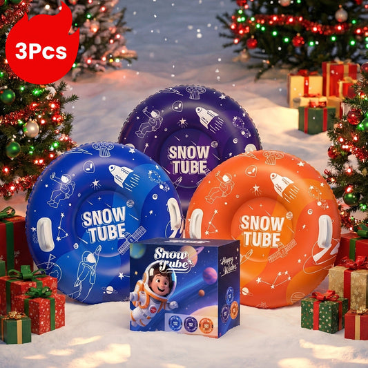 Snow Tubes 3-Pack with Triple-Layer PVC, Space 36-Inch or Snowflake 40-Inch Options