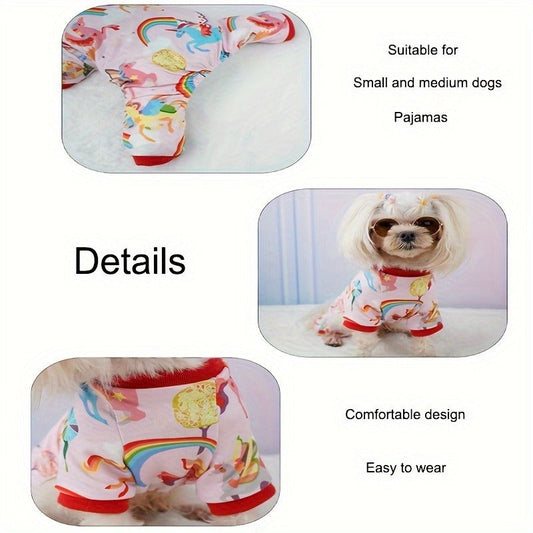 Puppy Clothes Set, 4-Piece Mixed-Color Shirts and Pajamas for Small Dogs and Cats