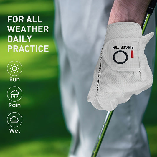 Rain Grip Golf Gloves for Men, 3-Pack with Left- and Right-Hand Options