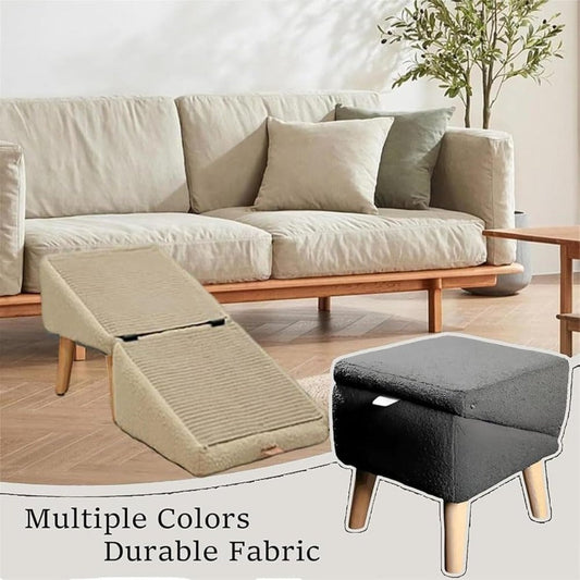 Dog Ramp, 2-in-1 Foldable Ottoman for Sofa and Bed, Black or Khaki