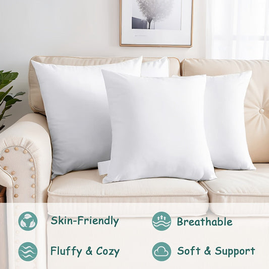 Throw Pillow Inserts with Polyester Fill and Zipper, 14–22 Inch Square Sizes