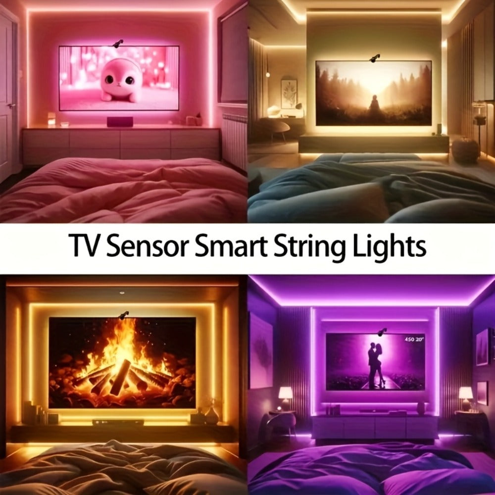 TV Backlight LED Strip Lights RGB 12.5ft - USB Powered Bias Lighting for 35-80 Inch TVs, Adjustable Color & Brightness with Remote Control, Gaming Home Theater Movie Room Ambient Light