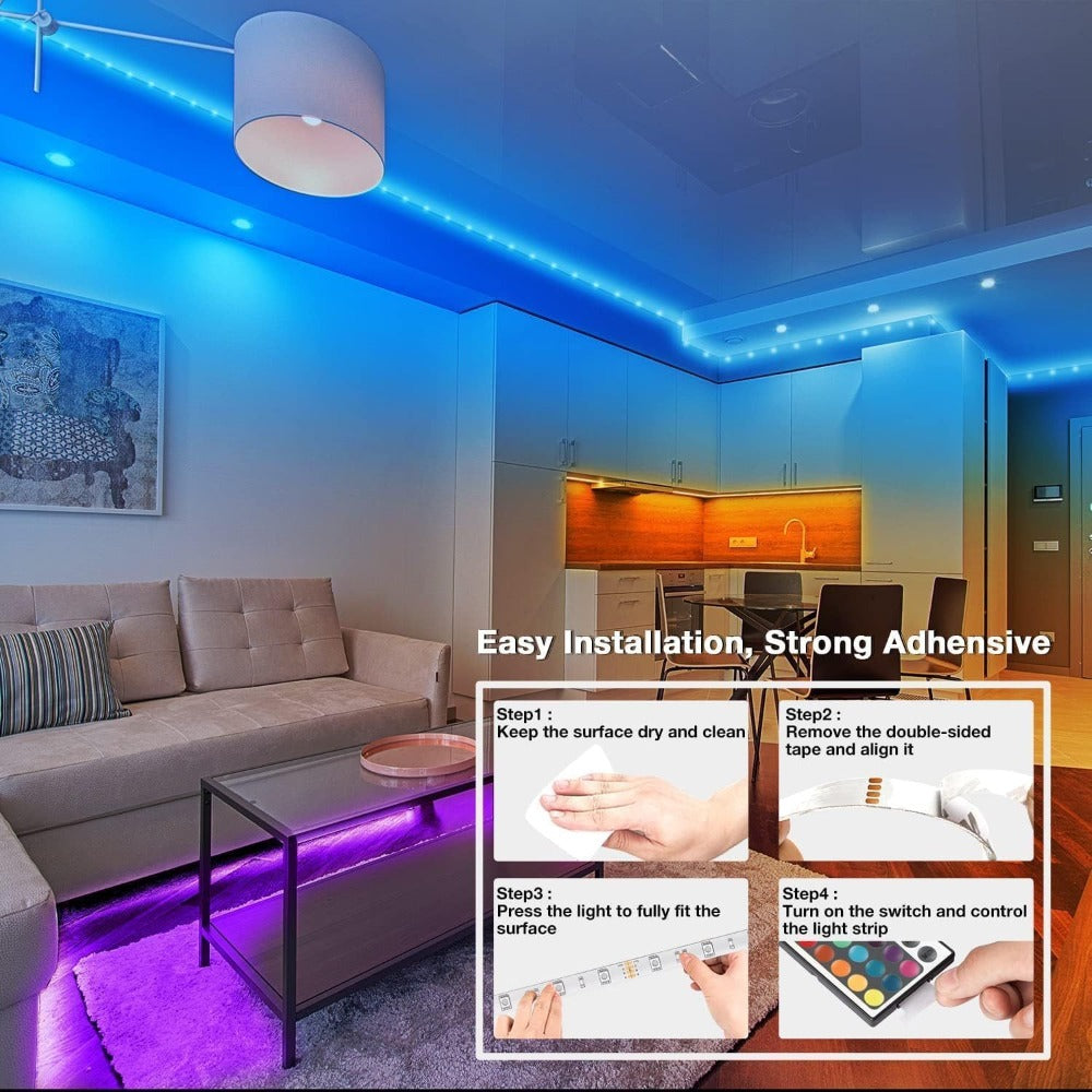 LED Strip Lights 200FT – Smart RGB Color Changing with App & Remote Control Music Sync 16 Million Colors Timer for Room Bedroom Gaming Party Holiday Christmas Decor