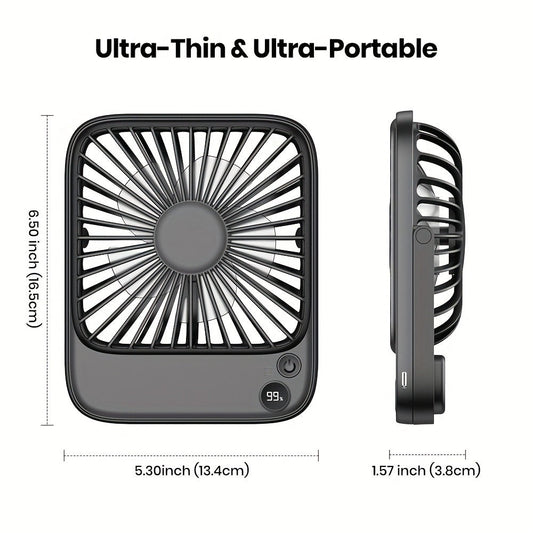 USB Desk Fan with 4 Speeds, 180° Tilt and 2000mAh or 5000mAh Battery