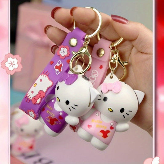 Cartoon Character Keychain Lighter with Red Flame, Refillable in Pink or Purple
