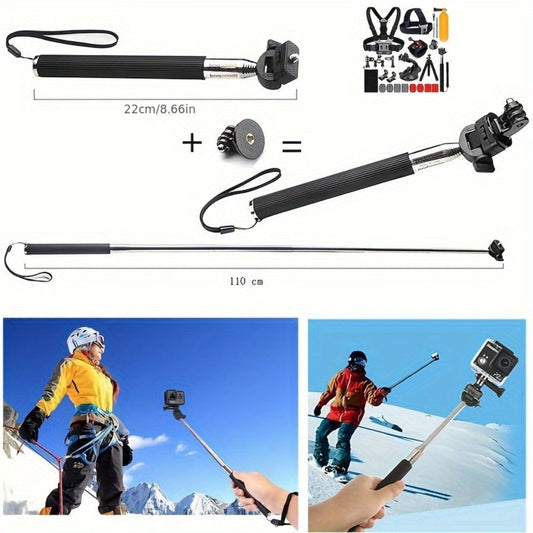 Action Camera Accessory Kit, 21-in-1 Mounting Bundle with Straps and Adapters