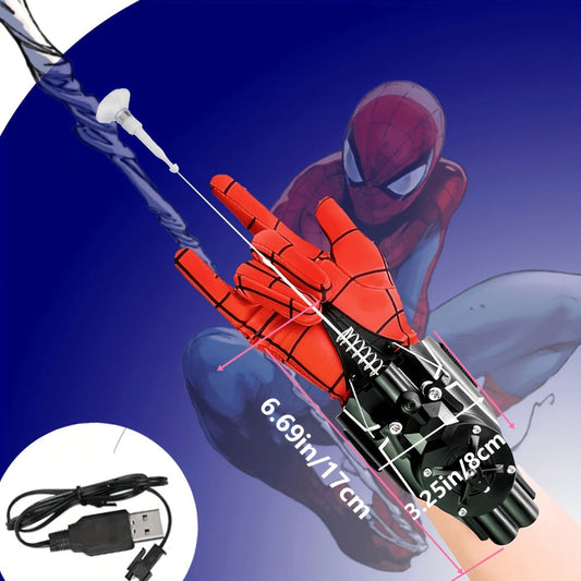Kids' Superhero Web Shooter Toy, 9.4 Ft Automatic Rope Launcher, USB Rechargeable, Ages 5+
