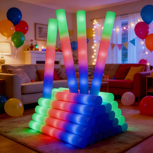 LED Foam Glow Wands, 27-Piece Multicolor Light-Up Party Pack