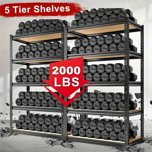 Metal Shelving Unit, 72-Inch Adjustable Steel Storage Rack, 400 lb per Shelf