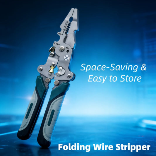 Wire Stripping Pliers, High-Carbon Steel Folding Tool with Ergonomic Grip