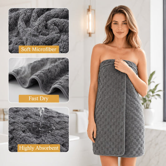 Striped Microfiber Bath Towels, Single and 4-Piece Random-Color Options