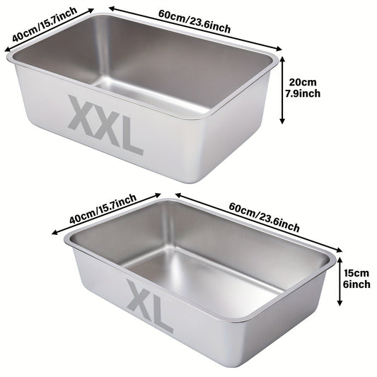 Stainless Steel Cat Litter Box, 2-Pack Metal Litter Pans in M, XL & XXL Sizes