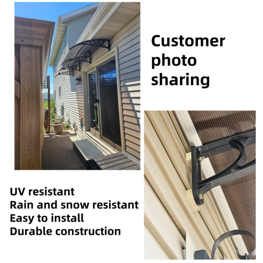 Polycarbonate Door and Window Awning with Aluminum Fixing Bars, Brown or Transparent Options