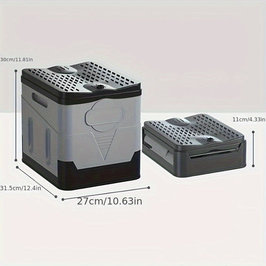 Folding Camping Toilet with Lid and Drain Hole, Black PP Plastic, 1 or 2 Pack