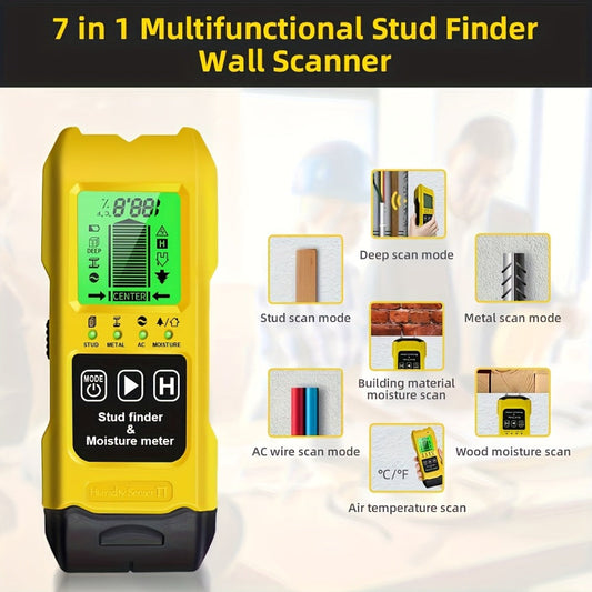 Stud Finder Wall Scanner 7-in-1 with LCD, Moisture Meter & Temperature Sensor