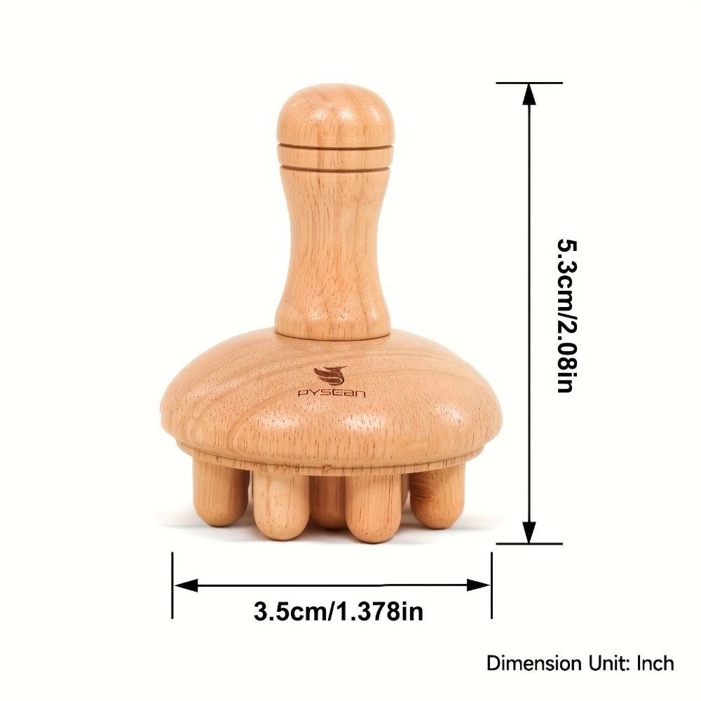 Wooden Mushroom Massager for Anti-Cellulite & Lymphatic Drainage – Ergonomic Hand-Held Wood Body Massage Tool for Relaxation, Body Sculpting, Skin Toning & Circulation Boost, Model VM-12