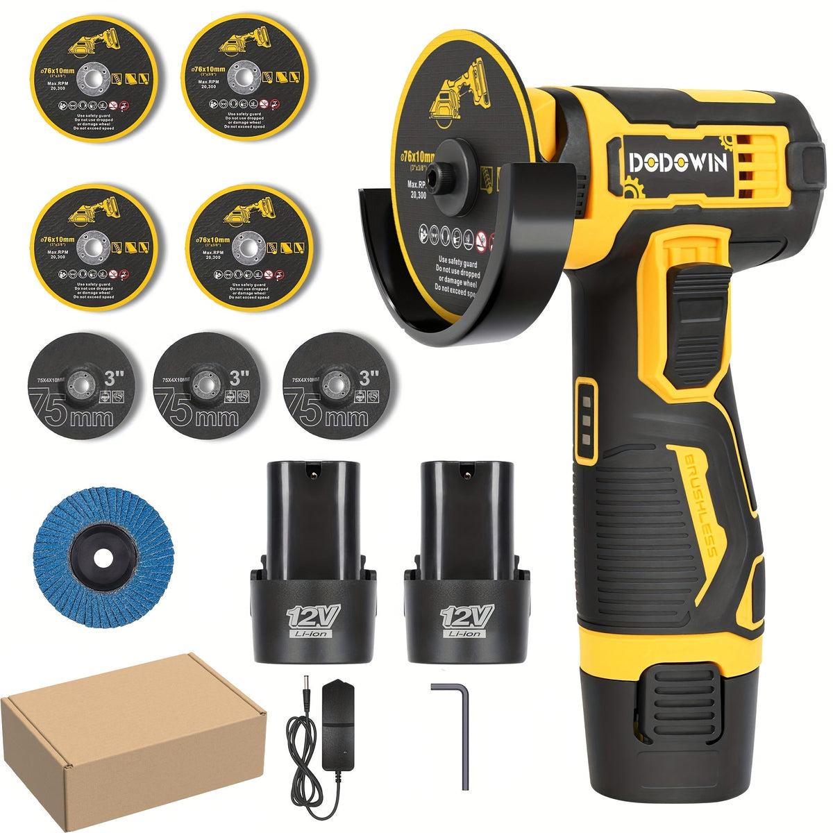 Mini Cordless Angle Grinder 19500RPM – Electric Grinding Polishing Tool for Metal Wood Stone Concrete | Lithium Power Grinder with Battery Options