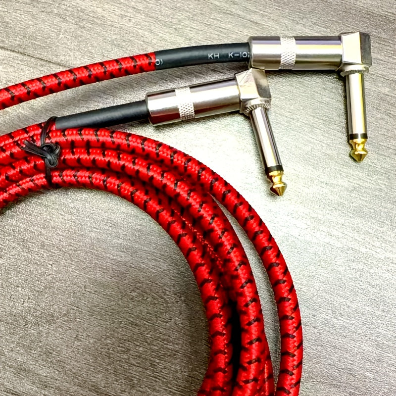 Guitar Bass Amplifier Cable with RCA Connectors – 10ft & 20ft, Tinned Copper Core, Durable Flexible Round Design, Universal Instrument Amp Cable for Electric Guitar, Bass, Keyboard & More