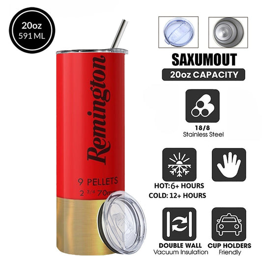 Insulated Coffee Tumbler, 20 oz Bullet Hunting Design with Lid and Straw