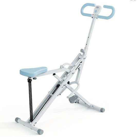 Squat and Row Trainer, Foldable 2-in-1 Machine with LCD Display and 3 Resistance Bands