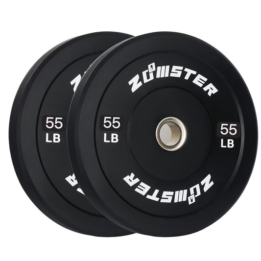 Rubber Bumper Weight Plates with 2-Inch Steel Inserts, 35 lb or 55 lb Pair