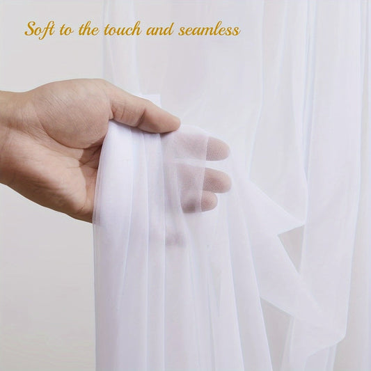 White Sheer Backdrop Curtains with USB String Lights, 2 Panels, 5.2 x 10 ft Each
