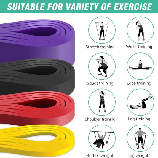 TPE Resistance Band Set, 4 Mixed-Color Bands with Storage Bag for Workouts