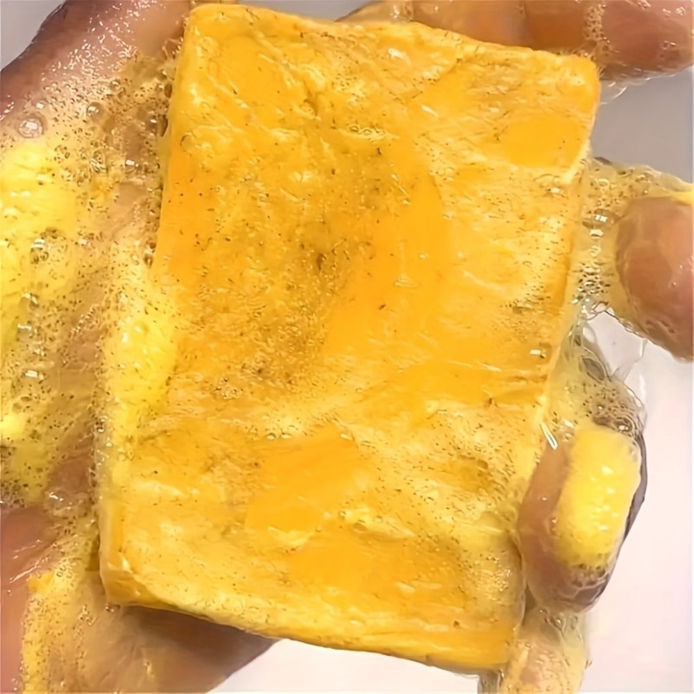 Kojic Acid Soap Set with Turmeric & Lemon – Handmade Cold-Processed Brightening Bars for Face & Body, Deep Cleansing & Hydrating, All Skin Types, Includes Foaming Net & Bath Tools