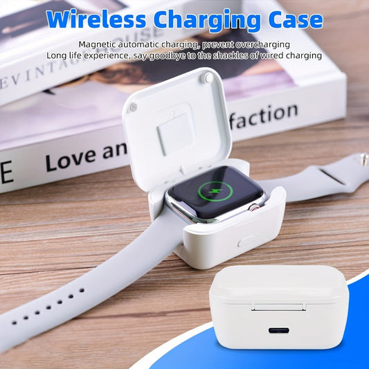 Portable Apple Watch Charger with Rechargeable Battery and Magnetic Charging, White