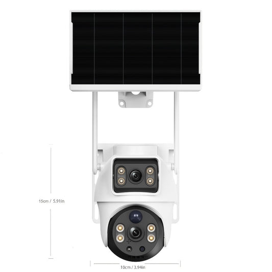 Solar Security Camera with 4K Dual Lenses, PTZ Control & Spotlight Siren Alarm